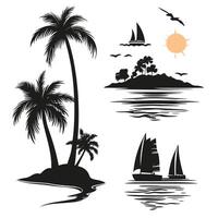Flat Of Beach Graphic Template with Subtle Texture vector