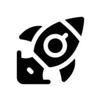 rocket glyph icon. Strong and solid icon for websites and mobile apps. vector