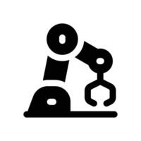 robotic arm glyph icon. Strong and solid icon for websites and mobile apps. vector