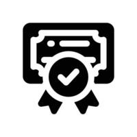 quality certification glyph icon. Strong and solid icon for websites and mobile apps. vector