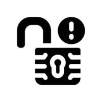 unlock glyph icon. Strong and solid icon for websites and mobile apps. vector