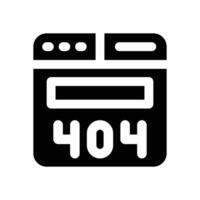 404 error glyph icon. Strong and solid icon for websites and mobile apps. vector