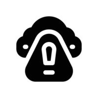 cloud alert glyph icon. Strong and solid icon for websites and mobile apps. vector