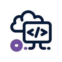 cloud codding dual tone icon. Sleek and modern icon for websites and mobile apps. vector