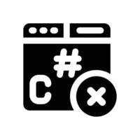 remove program glyph icon. Strong and solid icon for websites and mobile apps. vector