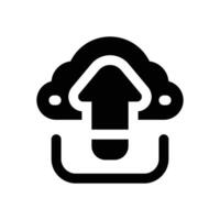 cloud upload glyph icon. Strong and solid icon for websites and mobile apps. vector