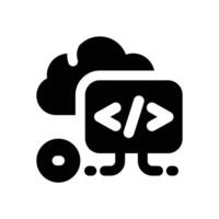 cloud codding glyph icon. Strong and solid icon for websites and mobile apps. vector
