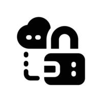 server lock glyph icon. Strong and solid icon for websites and mobile apps. vector