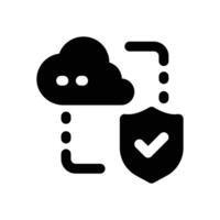 cloud protection glyph icon. Strong and solid icon for websites and mobile apps. vector