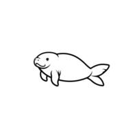 Flat Of Manatee Graphic Template with Subtle Texture vector