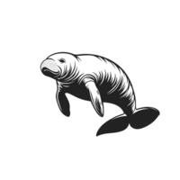 Hand-Drawn Of Manatee Illustration on White Background vector