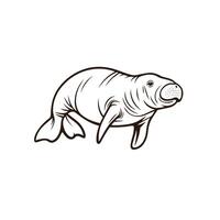 Minimalist Of Manatee Icon Set on White Background vector