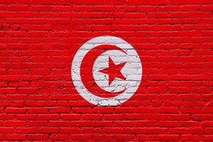 tunisia Red no parking and no smoking signs on a textured brick wall with graffiti and abstract patterns in an urban setting photo