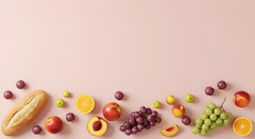 Summer Fruit and Bread A Pastel Still Life Composition photo