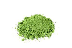 Chrome Green, Green Powder and Trowel on a White Surface Capturing the Essence of Natural Ingredients photo