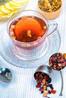 fruit tea, Cup of tea, various kinds of tea. photo