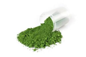 Green Powder Created From Finely Ground Natural Ingredients for Culinary Use photo