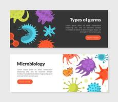 Types of Germs, Microbiology Landing Page Template, Pathogen, Bacteria, Microorganism, Medical, Hygienic, Science Website Illustration vector