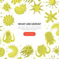 What are Germs Landing Page Template, Pathogen, Bacteria, Microorganism Website, Homepage Cartoon Illustration vector