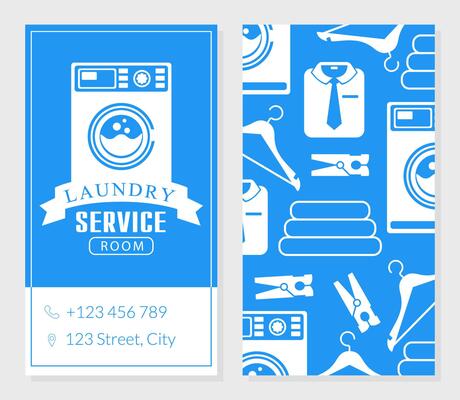 Laundry Service Business Card Template, Two Sides of Invitation Card Illustration