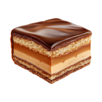 Realistic Caramel Cake Slice on Transparent Background for Dessert and Bakery Design png