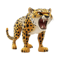 3D Minimalist Cartoon-Style Cheetah with Vibrant Pattern on Transparent Background for Wildlife and Animal Concepts png