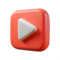 Play Button Sign with Orange Square Rounded Shape on Transparent Background Rendered Design png