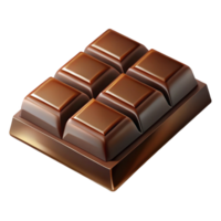 Delicious chocolate bar with six rectangular pieces on a transparent background png