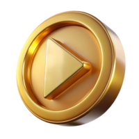 Golden Play Button Design on Black, Ring Circle with Triangle in Center png