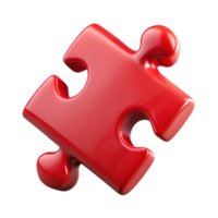 Shiny Red Jigsaw Piece on Transparent Background, Closeup Puzzle Element Rendered png