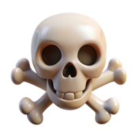 Skull and Crossbones Cartoon on Transparent Background, 3D Rendering png