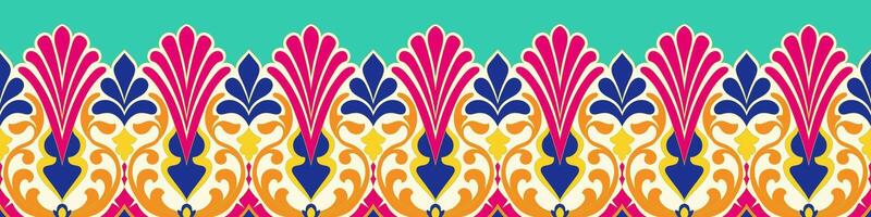 Border, fabric border pattern, decorative element for carpet, ethnic tribe vector