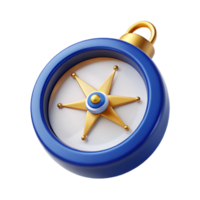 3D Compass with Gold and Blue Design on Transparent Background for Travel and Navigation png