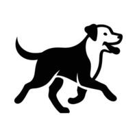Black and white silhouette of a running dog. vector