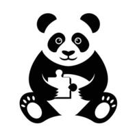 Cute Panda Holding a Puzzle Piece, Symbol of Connection and Learning vector