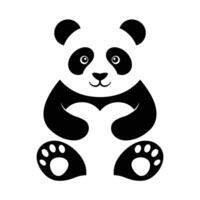 Cute black and white panda graphic design with hidden heart shape vector