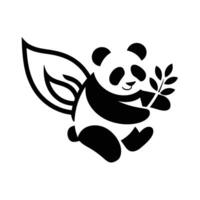 Cute Panda with Leaves, Perfect for Childrens Design vector