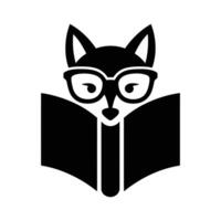 Clever Fox with Glasses Reading a Book vector