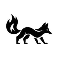 Stylish Black and White Silhouette of a Fox with a Flamed Tail vector