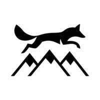 Fox Jumping Over Mountains - Silhouette Design vector
