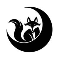 Silhouette of a fox nestled within a crescent moon vector