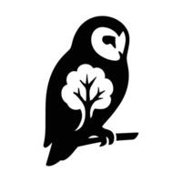 Owl Silhouette with Embedded Tree A Symbol of Nature's Balance vector