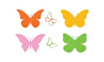 Colorful Butterfly Silhouettes Collection on White Background vector