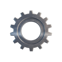 A single silver gear with teeth and a circular center hole isolated on a image view png