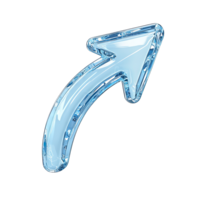 A glossy blue arrow curving upwards and pointing to the right on a stark image view png