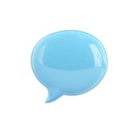 Close up of a shiny light blue speech bubble on a in a studio setting image png