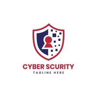 Cyber security logo design modern minimal concept lock shield technology signs vector