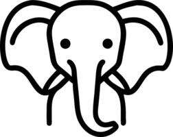 An elephant icon illustration is shown in a simple line drawing vector