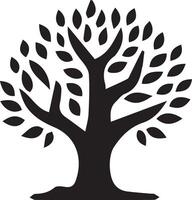 A black and white silhouette icon of a tree vector