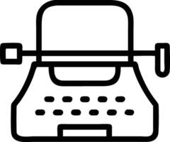 A black and white illustration icon of a typewriter vector
